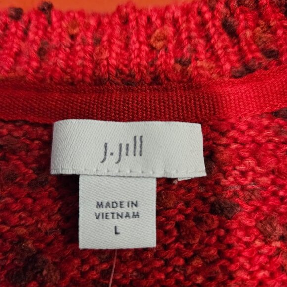 J. Jill Women's Large Buttoned Shoulder Pullover Sweater Red NEW with Tags - Picture 9 of 14